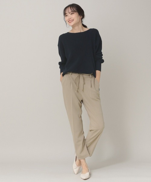 Elura(エルーラ)の「抜け感ボートネックニット(ニット/セーター・レディース・ホワイト/ネイビー・MEDIUM/LARGE)」の3枚目の写真