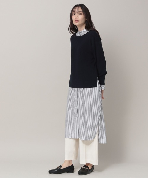 Elura(エルーラ)の「抜け感ボートネックニット(ニット/セーター・レディース・ホワイト/ネイビー・MEDIUM/LARGE)」の5枚目の写真