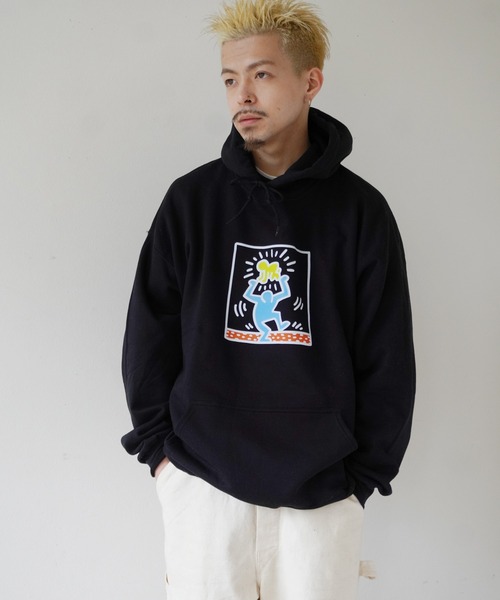 Keith Haring(キース・ヘリング)の「【 Keith Haring / キースヘリング 】FRONT ART HOODIE パーカー(パーカー・メンズ・ホワイト/ブラック/グレー・XL/L/M)」の6枚目の写真