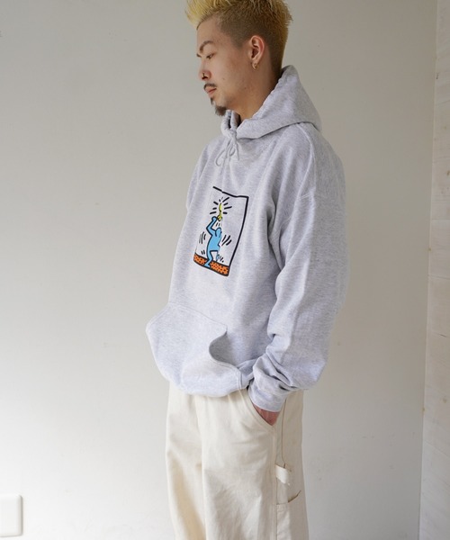 Keith Haring(キース・ヘリング)の「【 Keith Haring / キースヘリング 】FRONT ART HOODIE パーカー(パーカー・メンズ・ホワイト/ブラック/グレー・XL/L/M)」の14枚目の写真