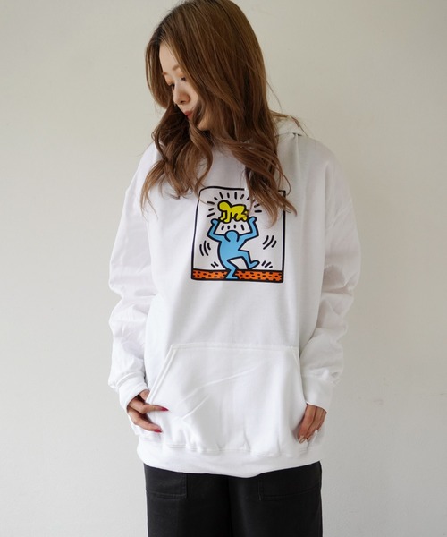 Keith Haring(キース・ヘリング)の「【 Keith Haring / キースヘリング 】FRONT ART HOODIE パーカー(パーカー・メンズ・ホワイト/ブラック/グレー・XL/L/M)」の18枚目の写真