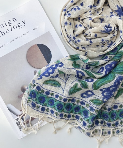 AS KNOW AS plus（アズノゥアズプラス）の「透かしてエスニックストール（ストール/ショール・レディース・イエロー系/オレンジ系/ブラウン系/パープル系/ブルー系・FREE）」の7枚目の写真