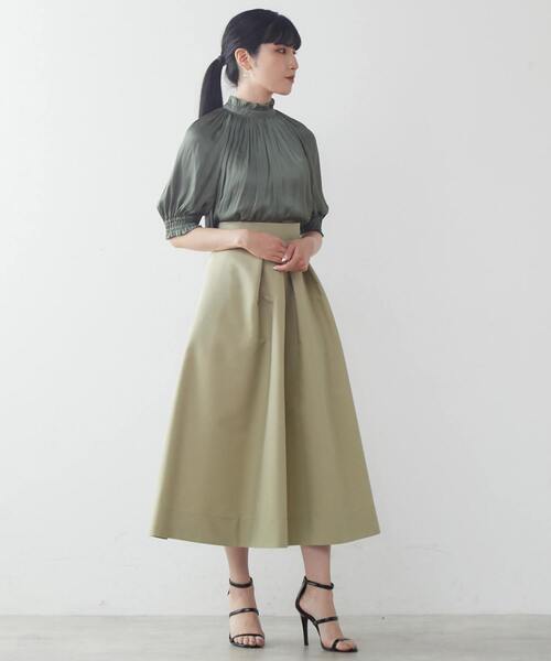 WEB限定カラーあり】ヴィンテージサテンショートスリーブ2WAYブラウス