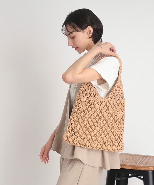 SHOO・LA・RUE（シューラルー）の「◆マクラメトートバッグ（トートバッグ・レディース・ブラック/アイボリー/ブラウン系・00）」の9枚目の写真