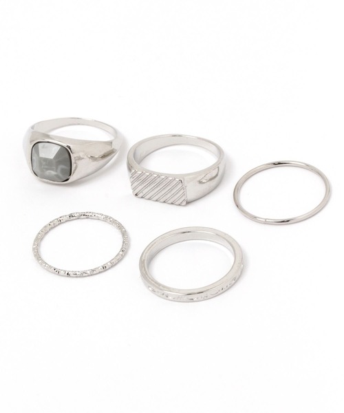 niko and...（ニコアンド）の「Wスクエア5SETリング（リング・レディース・グレー/イエロー・0）」の2枚目の写真