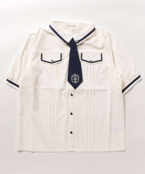 axes femme（アクシーズファム）の「ミリタリー風タイ付ブラウス（シャツ/ブラウス・レディース・カーキ/ベージュ/ホワイト・MEDIUM/LARGE）」の5枚目の写真