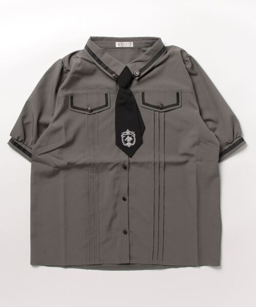 axes femme（アクシーズファム）の「ミリタリー風タイ付ブラウス（シャツ/ブラウス・レディース・カーキ/ベージュ/ホワイト・MEDIUM/LARGE）」の6枚目の写真