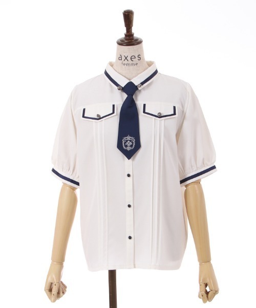 axes femme（アクシーズファム）の「ミリタリー風タイ付ブラウス（シャツ/ブラウス・レディース・カーキ/ベージュ/ホワイト・MEDIUM/LARGE）」の8枚目の写真