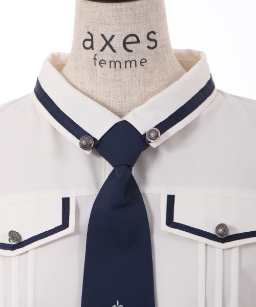 axes femme（アクシーズファム）の「ミリタリー風タイ付ブラウス（シャツ/ブラウス・レディース・カーキ/ベージュ/ホワイト・MEDIUM/LARGE）」の14枚目の写真