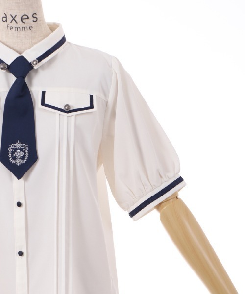 axes femme（アクシーズファム）の「ミリタリー風タイ付ブラウス（シャツ/ブラウス・レディース・カーキ/ベージュ/ホワイト・MEDIUM/LARGE）」の16枚目の写真