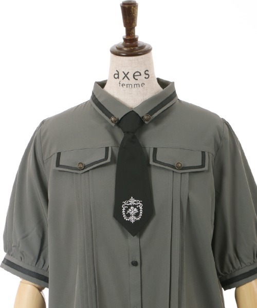 axes femme（アクシーズファム）の「ミリタリー風タイ付ブラウス（シャツ/ブラウス・レディース・カーキ/ベージュ/ホワイト・MEDIUM/LARGE）」の20枚目の写真