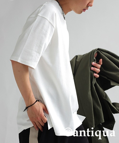 antiqua(アンティカ)の「綿100%スムース生地BIGTシャツ(Tシャツ/カットソー・レディース・ホワイト/ブラック・FREE)」の5枚目の写真