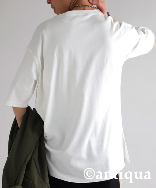 antiqua(アンティカ)の「綿100%スムース生地BIGTシャツ(Tシャツ/カットソー・レディース・ホワイト/ブラック・FREE)」の6枚目の写真