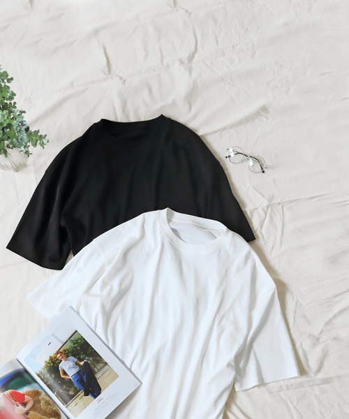antiqua(アンティカ)の「綿100%スムース生地BIGTシャツ(Tシャツ/カットソー・レディース・ホワイト/ブラック・FREE)」の18枚目の写真