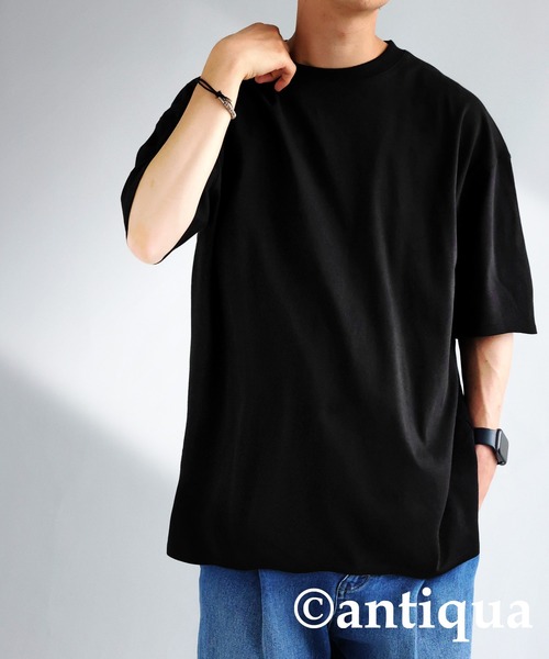 antiqua(アンティカ)の「綿100%スムース生地BIGTシャツ(Tシャツ/カットソー・レディース・ホワイト/ブラック・FREE)」の14枚目の写真