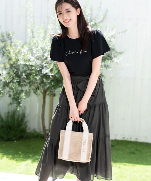 MISCH MASCH（ミッシュマッシュ）の「■2023春夏新作■バックリボンメッセージTシャツ/MM328202（Tシャツ/カットソー・レディース・モカ/ホワイト/レッド/ブラック/ピンク・M）」の6枚目の写真