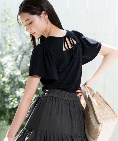 MISCH MASCH（ミッシュマッシュ）の「■2023春夏新作■バックリボンメッセージTシャツ/MM328202（Tシャツ/カットソー・レディース・モカ/ホワイト/レッド/ブラック/ピンク・M）」の9枚目の写真