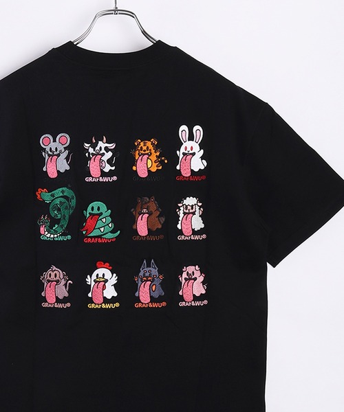GRAF&WU(グラフアンドユー)の「GRAF&WU グラフアンドウー 12BOOGHOST 半袖プリント 刺繍 Tシャツ(Tシャツ/カットソー・メンズ・ブラック/オートミール/ブラック系その他/ネイビー/ホワイト系その他/ホワイト/ブラック系その他2/ベージュ系その他/グリーン/ベージュ系その他2/パープル/ブラック系その他4/ベージュ系その他3/ホワイト系その他2/ブラック系その他3/ブラック系その他5/ホワイト系その他3/ブラック系その他6/ホワイト系その他4/ピンク・L/XL/M)」の11枚目の写真