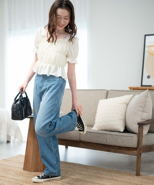 WEGO（ウィゴー）の「WEGO/クリンクルシャーリングブラウス（シャツ/ブラウス・レディース・ブラック/ホワイト/オレンジ・FREE）」の8枚目の写真