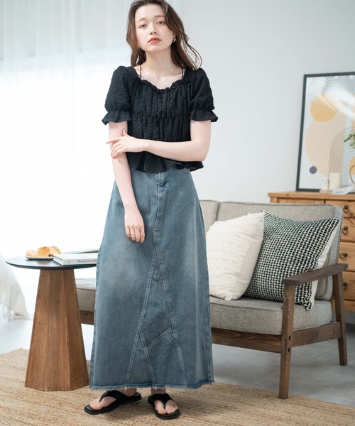 WEGO（ウィゴー）の「WEGO/クリンクルシャーリングブラウス（シャツ/ブラウス・レディース・ブラック/ホワイト/オレンジ・FREE）」の9枚目の写真