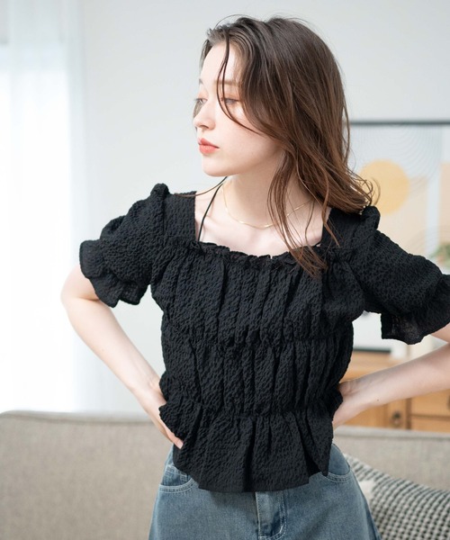 WEGO（ウィゴー）の「WEGO/クリンクルシャーリングブラウス（シャツ/ブラウス・レディース・ブラック/ホワイト/オレンジ・FREE）」の18枚目の写真