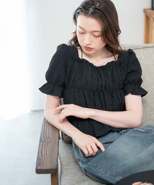 WEGO（ウィゴー）の「WEGO/クリンクルシャーリングブラウス（シャツ/ブラウス・レディース・ブラック/ホワイト/オレンジ・FREE）」の19枚目の写真