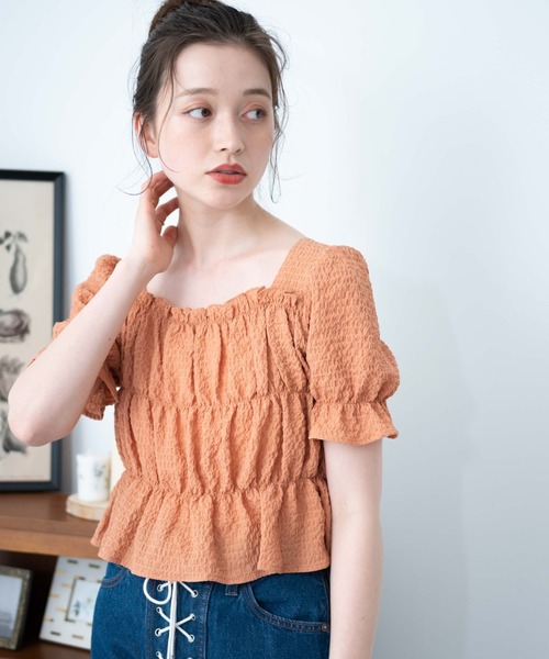 WEGO（ウィゴー）の「WEGO/クリンクルシャーリングブラウス（シャツ/ブラウス・レディース・ブラック/ホワイト/オレンジ・FREE）」の21枚目の写真