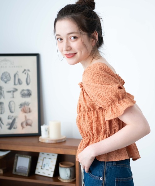 WEGO（ウィゴー）の「WEGO/クリンクルシャーリングブラウス（シャツ/ブラウス・レディース・ブラック/ホワイト/オレンジ・FREE）」の22枚目の写真