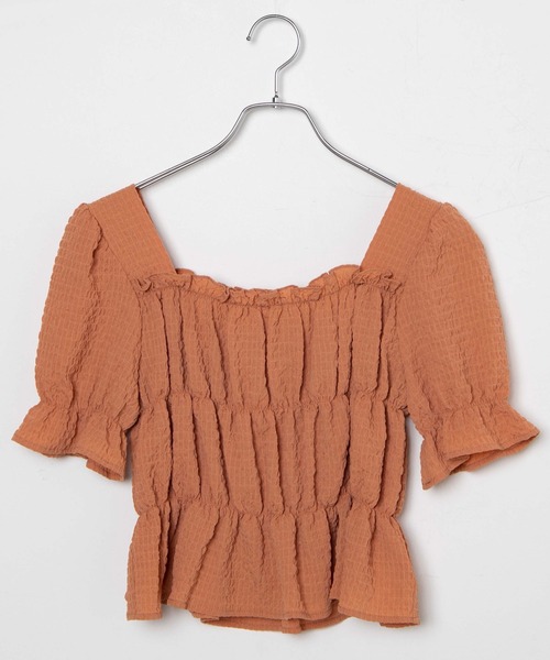 WEGO（ウィゴー）の「WEGO/クリンクルシャーリングブラウス（シャツ/ブラウス・レディース・ブラック/ホワイト/オレンジ・FREE）」の5枚目の写真