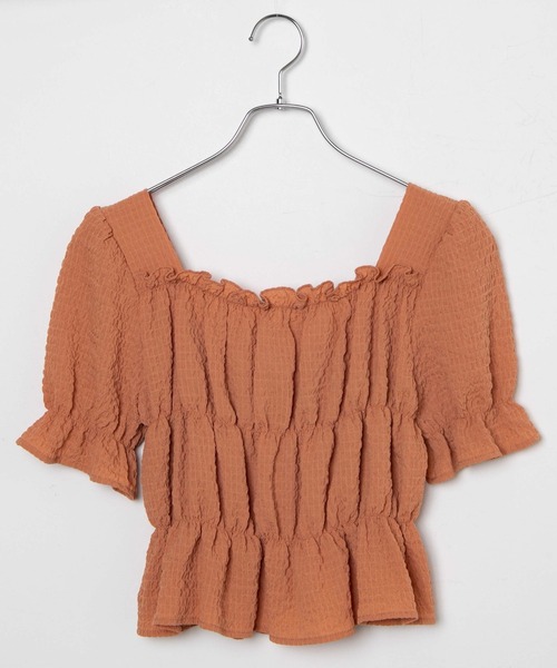 WEGO（ウィゴー）の「WEGO/クリンクルシャーリングブラウス（シャツ/ブラウス・レディース・ブラック/ホワイト/オレンジ・FREE）」の4枚目の写真