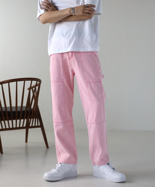 CREARE -LINO-（クレアーレリノ）の「デニム ペインダーストレートパンツ<ユニセックス>（デニムパンツ・メンズ・ピンク/ブルー/ブラック・M/L）」の3枚目の写真
