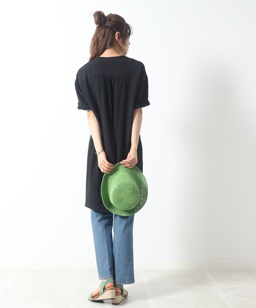 DRESKIP(ドレスキップ)の「◆ウエストタックがすっきり見え さらりスキッパーチュニック(チュニック・レディース・ライトベージュ/イエロー/ブラック・02/03/04)」の8枚目の写真