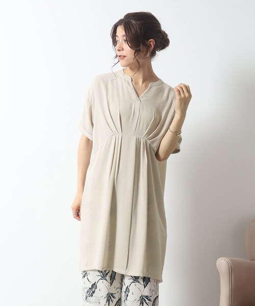 DRESKIP(ドレスキップ)の「◆ウエストタックがすっきり見え さらりスキッパーチュニック(チュニック・レディース・ライトベージュ/イエロー/ブラック・02/03/04)」の16枚目の写真