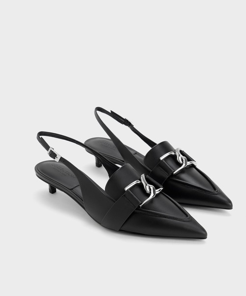 CHARLES & KEITH(チャールズ & キース)の「Gabine ガビーヌ レザースリングバックパンプス(パンプス・レディース・マルチ/ブラック・23cm/22.5cm/22cm/25.5cm/25cm/24.5cm/23.5cm)」の4枚目の写真