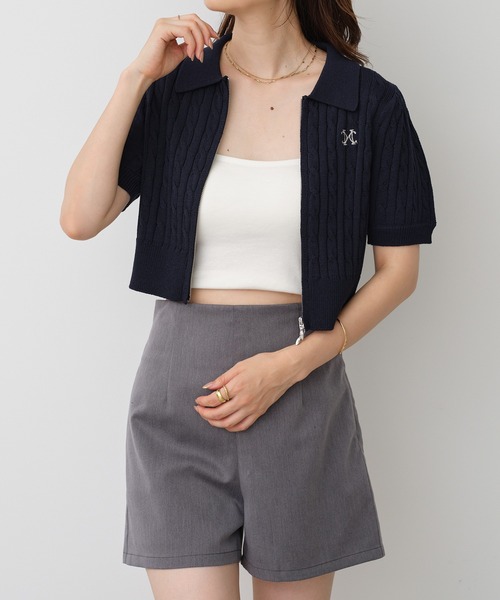 one after another NICE CLAUP（ワンアフターアナザーナイスクラップ）の「ぷくぷくジャガードアソートショートパンツ/セットアップチュニックあり（その他パンツ・レディース・ピンク/アイボリー/ブラック/杢グレー・FREE）」の7枚目の写真