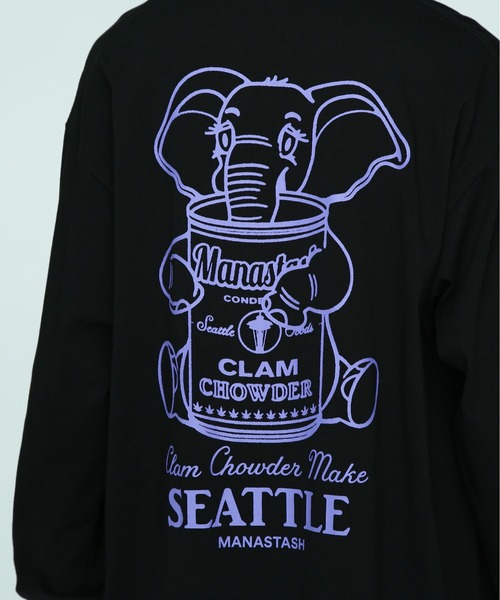 MANASTASH（マナスタッシュ）の「MANASTASH/マナスタッシュ/CiTee L/S TEE ELEPHANT/ロングスリーブエレファントTシャツ（Tシャツ/カットソー・メンズ・バーガンディー/ブラック/ホワイト・M/L/2XL/XL）」の6枚目の写真