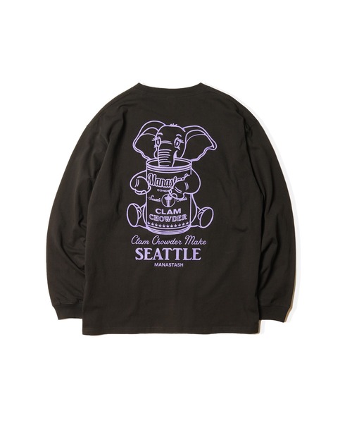 MANASTASH（マナスタッシュ）の「MANASTASH/マナスタッシュ/CiTee L/S TEE ELEPHANT/ロングスリーブエレファントTシャツ（Tシャツ/カットソー・メンズ・バーガンディー/ブラック/ホワイト・M/L/2XL/XL）」の8枚目の写真