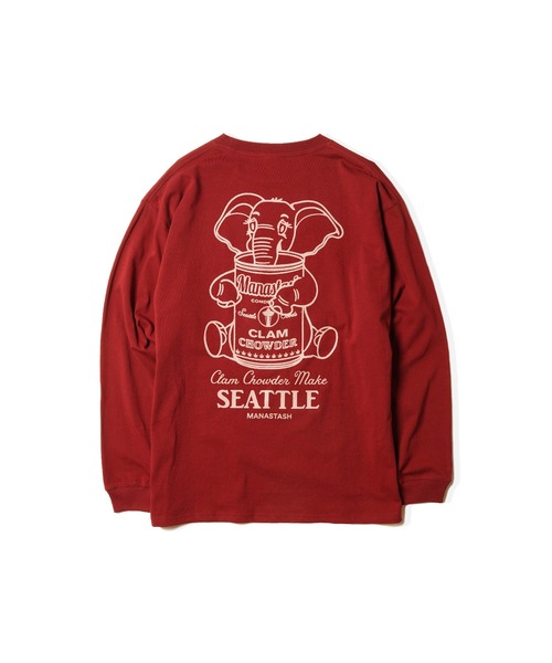 MANASTASH（マナスタッシュ）の「MANASTASH/マナスタッシュ/CiTee L/S TEE ELEPHANT/ロングスリーブエレファントTシャツ（Tシャツ/カットソー・メンズ・バーガンディー/ブラック/ホワイト・M/L/2XL/XL）」の9枚目の写真