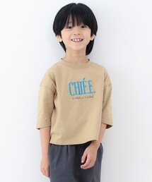 ◆【100-140】刺繍ロゴ七分Tシャツ