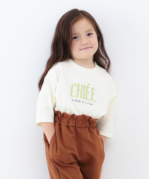 THE SHOP TK （ザ ショップ ティーケー ）の「◆【100-140】刺繍ロゴ七分Tシャツ（Tシャツ/カットソー・キッズ・ボルドー/チャコールグレー/オフホワイト/ベージュ・11/13/14/10/12）」の2枚目の写真