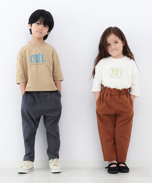 THE SHOP TK （ザ ショップ ティーケー ）の「◆【100-140】刺繍ロゴ七分Tシャツ（Tシャツ/カットソー・キッズ・ボルドー/チャコールグレー/オフホワイト/ベージュ・11/13/14/10/12）」の6枚目の写真