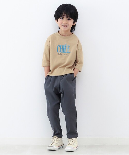THE SHOP TK （ザ ショップ ティーケー ）の「◆【100-140】刺繍ロゴ七分Tシャツ（Tシャツ/カットソー・キッズ・ボルドー/チャコールグレー/オフホワイト/ベージュ・11/13/14/10/12）」の11枚目の写真