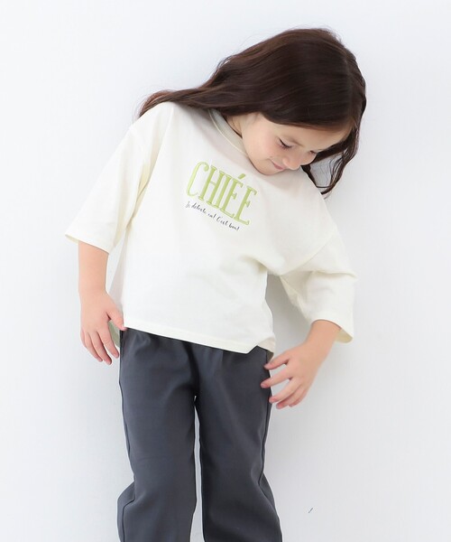 THE SHOP TK （ザ ショップ ティーケー ）の「◆【100-140】刺繍ロゴ七分Tシャツ（Tシャツ/カットソー・キッズ・ボルドー/チャコールグレー/オフホワイト/ベージュ・11/13/14/10/12）」の16枚目の写真