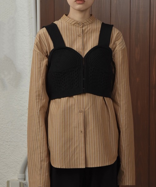 lawgy（ラウジー）の「front hook knit bustier / フロントホックニットビスチェ（その他トップス・レディース・ブラウン/アイボリー/ブラック・FREE）」の10枚目の写真