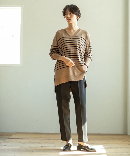 OPAQUE.CLIP（オペークドットクリップ）の「◆リラクシーVネックニット【洗濯機洗い可／UVケア】（ニット/セーター・レディース・ボルドー/ベージュ系その他2/グレー/ブラック・38/40/36/42）」の22枚目の写真