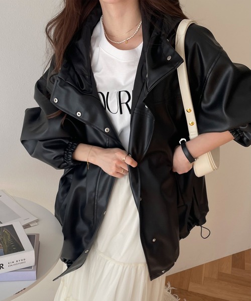 ANDREA &Co AUBREY フェイクレザーオーバージャケット ANDREA &Co