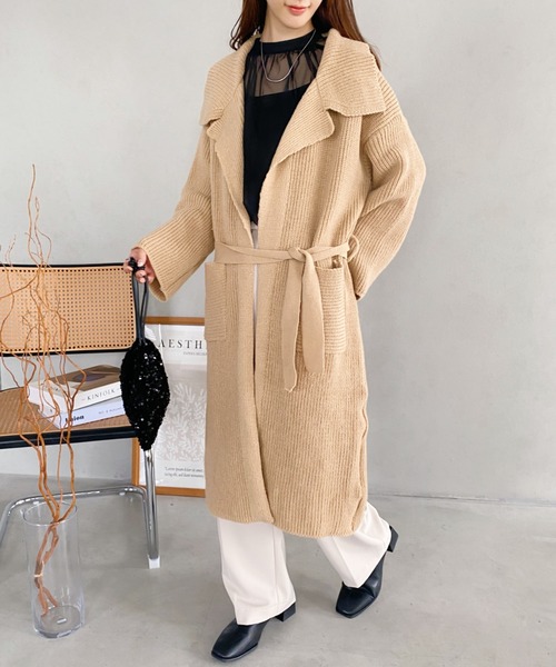 yuue' ( wear )（ユーイ）の「ドロップショルダー オーバーサイズコート（チェスターコート・レディース・キャメル/ブラック/ダークブラウン/ベージュ・FREE）」の4枚目の写真