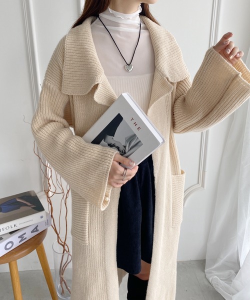 yuue' ( wear )（ユーイ）の「ドロップショルダー オーバーサイズコート（チェスターコート・レディース・キャメル/ブラック/ダークブラウン/ベージュ・FREE）」の8枚目の写真