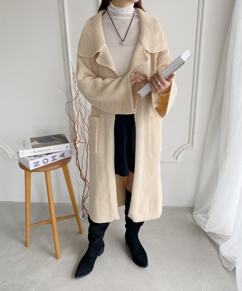 yuue' ( wear )（ユーイ）の「ドロップショルダー オーバーサイズコート（チェスターコート・レディース・キャメル/ブラック/ダークブラウン/ベージュ・FREE）」の9枚目の写真