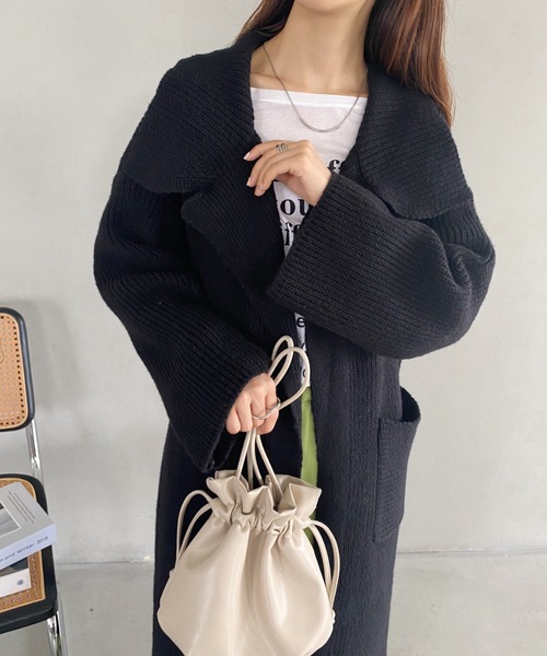 yuue' ( wear )（ユーイ）の「ドロップショルダー オーバーサイズコート（チェスターコート・レディース・キャメル/ブラック/ダークブラウン/ベージュ・FREE）」の10枚目の写真